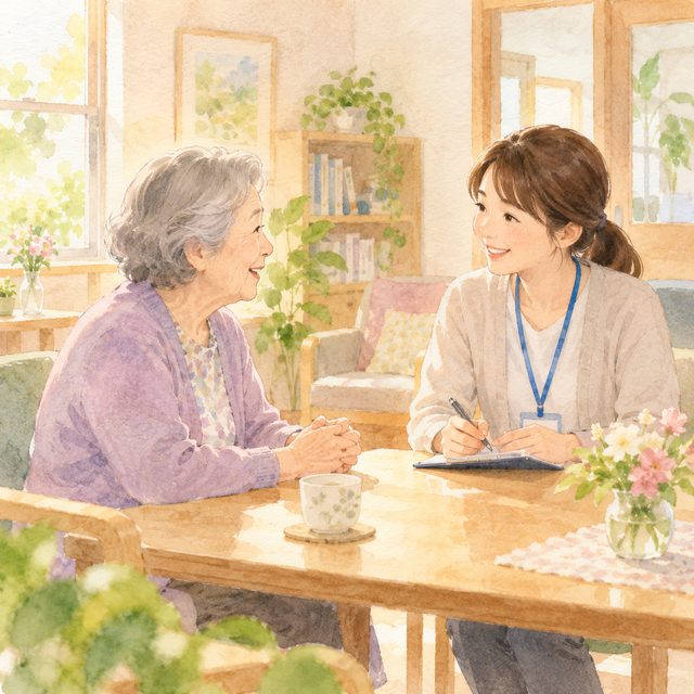 地域包括支援センターのイメージ水彩イラスト