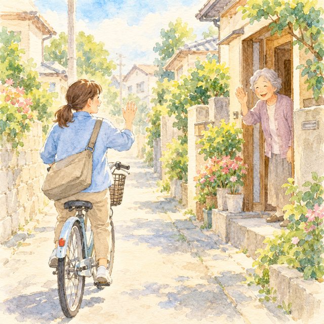 地域見守り相談室のイメージ水彩イラスト