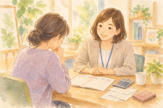 生活自立相談窓口のイメージ水彩イラスト