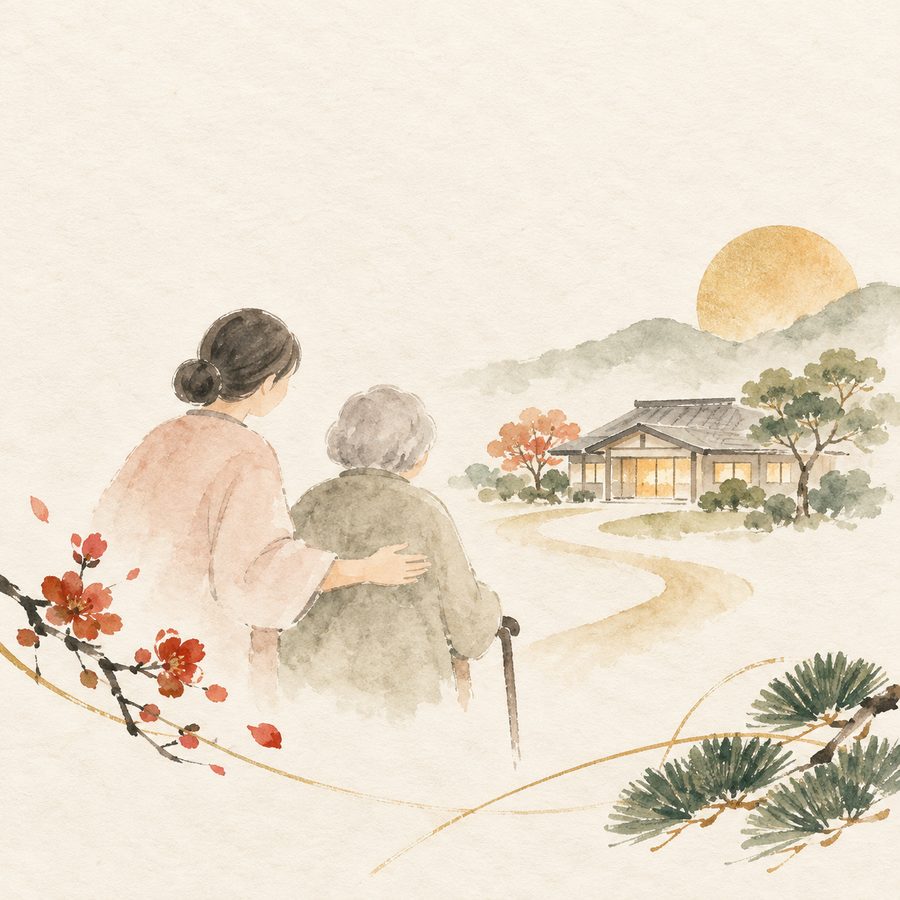 地域包括支援センターを表す淡彩イラスト