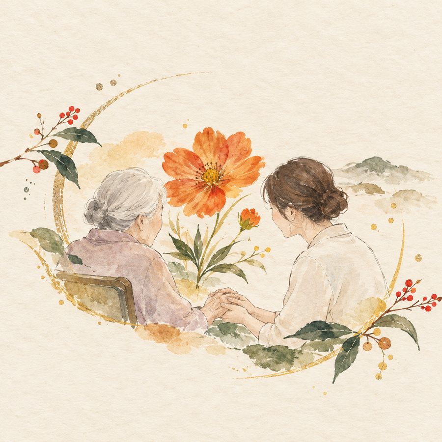 住吉るるるオレンジチームを表す淡彩イラスト