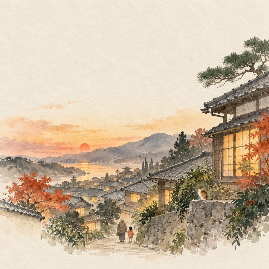 地域見守り相談室を表す淡彩イラスト
