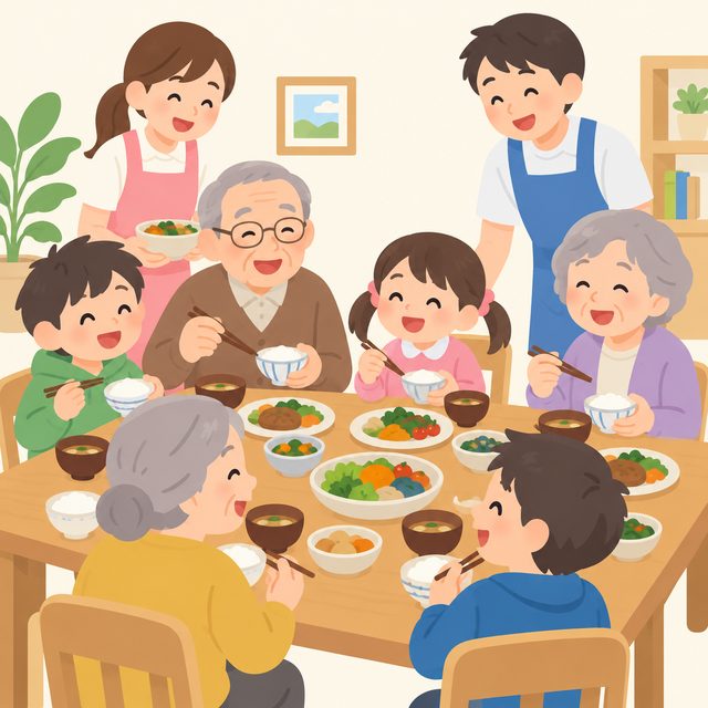 みんなで食卓を囲む食事サービス