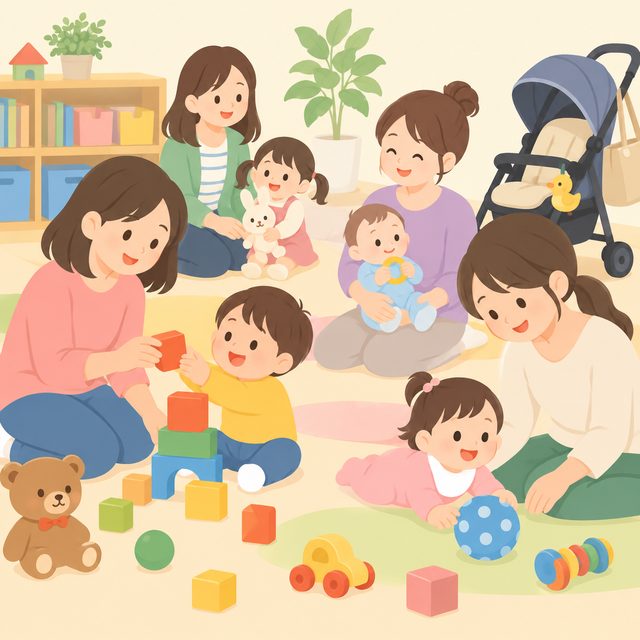 子育てサロンで遊ぶ親子