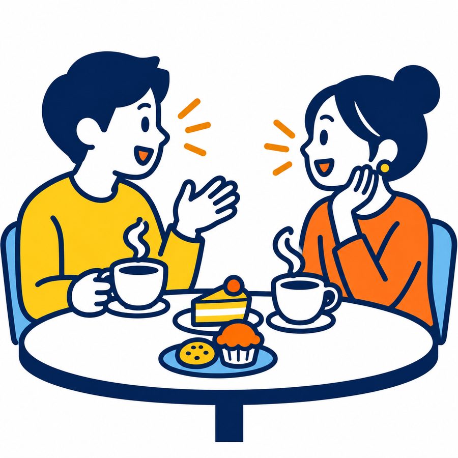 喫茶サロンで おしゃべりのイラスト